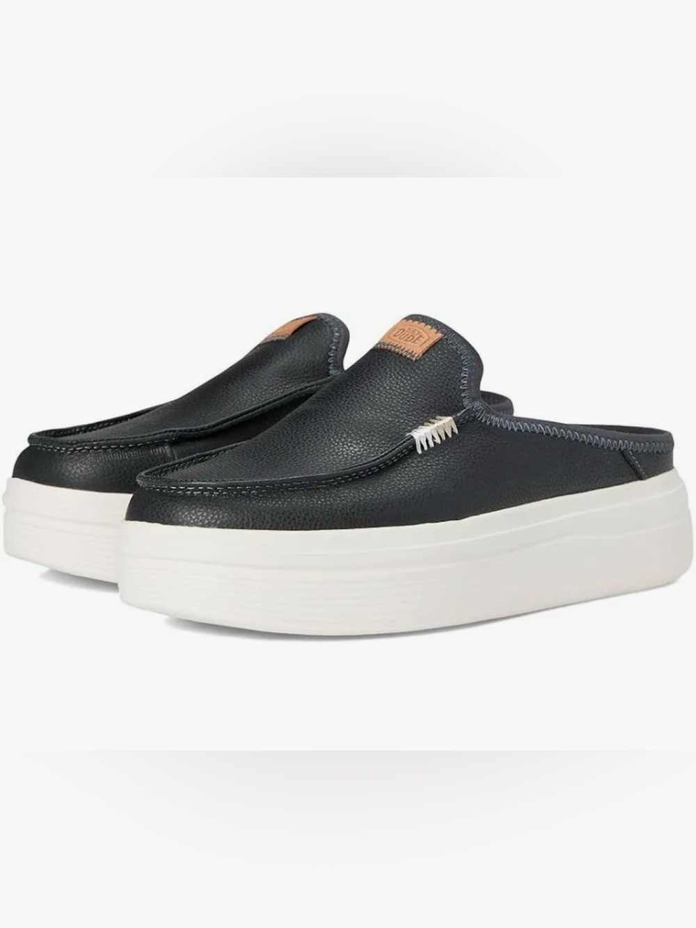 Hey Dude Women's Austin Lift Leather Mules in Black/leopard Slip on Mules